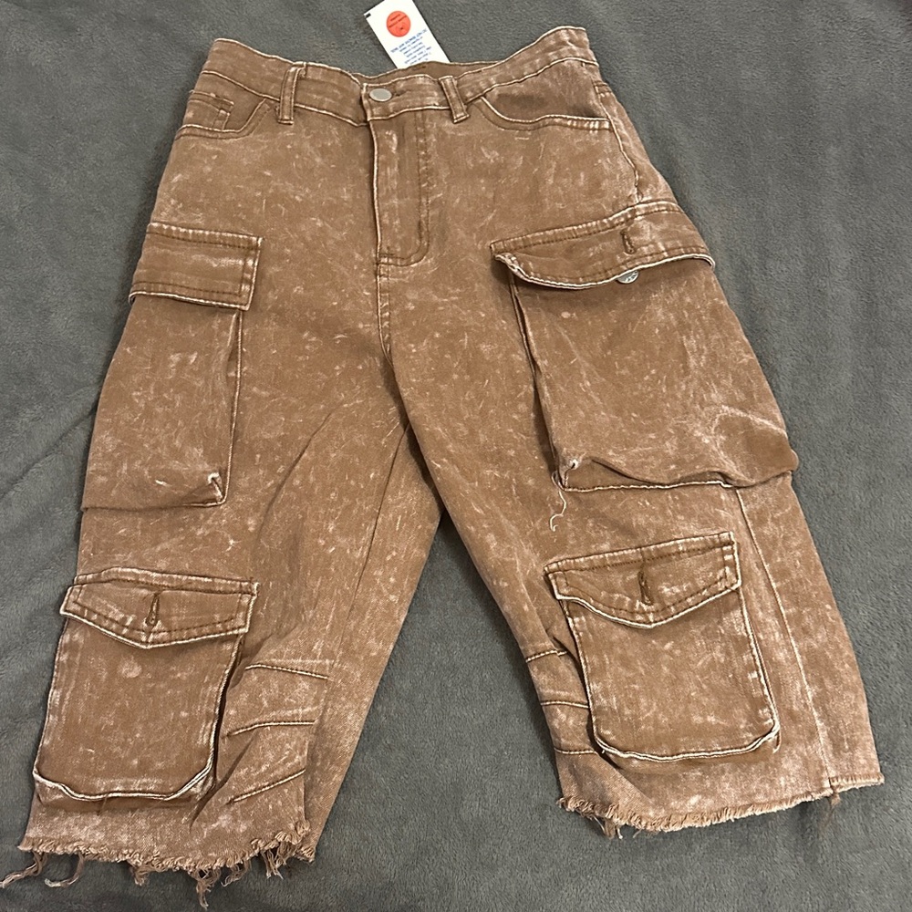 Daisy Brown Cargo Shorts for Kids